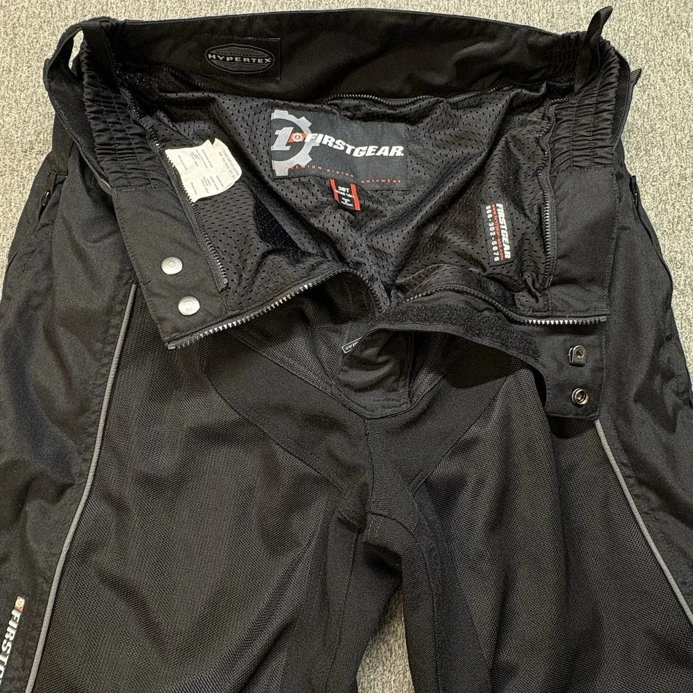 FirstGear Hypertex Black Waterproof Breathable Motorcycle Riding Pants Men's 38T
